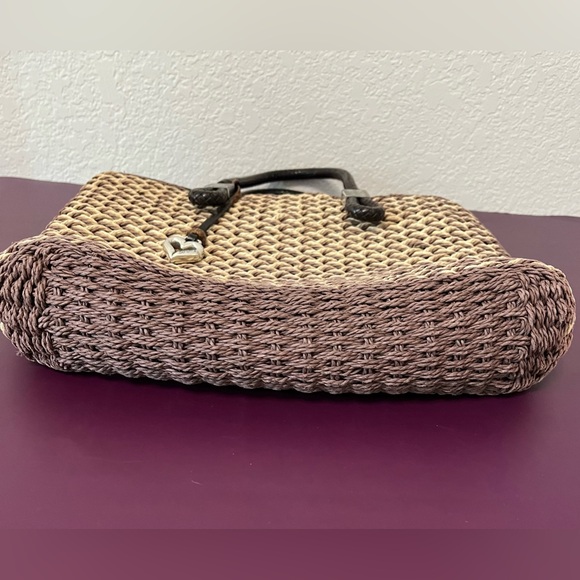 BRIGHTON Braided Straw Wicker Woven Brown Shopper Tote - Picture 10 of 16